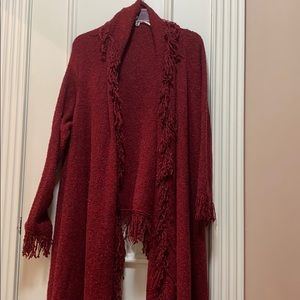 Speckled knit waterfall sweater